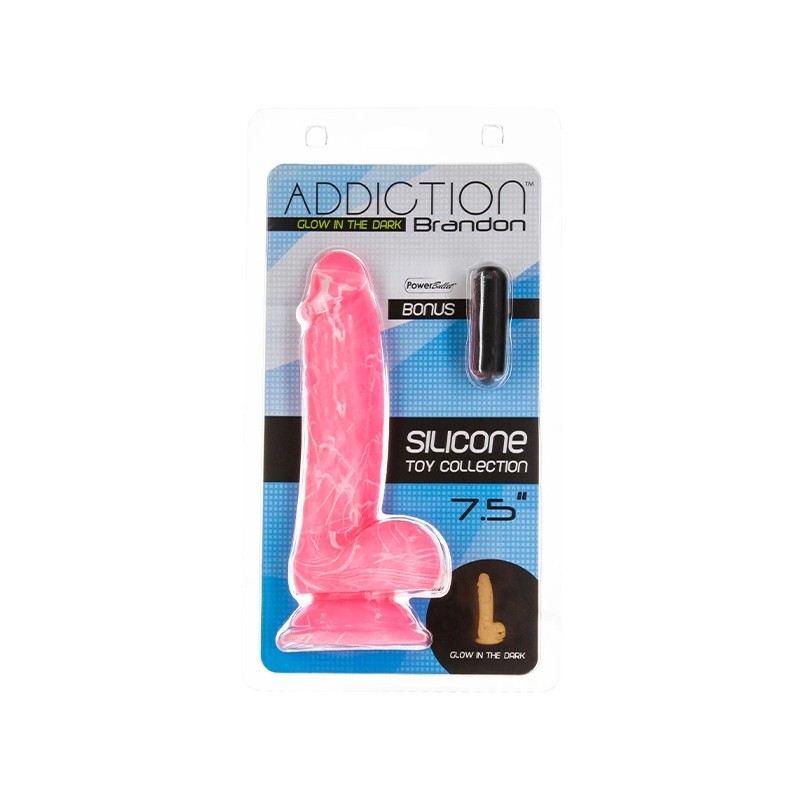 Dildo - Addiction Brandon Dong 19 cm Glow in the Dark Pink